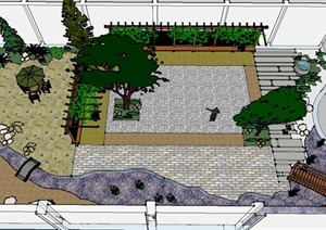 某别墅花园景观设计SU(草图大师)模型