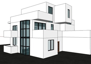 现代无材质贴图独栋别墅建筑设计SU(草图大师)模型
