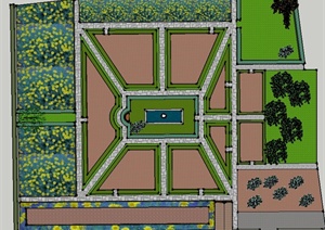 某道路广场景观设计SU(草图大师)模型