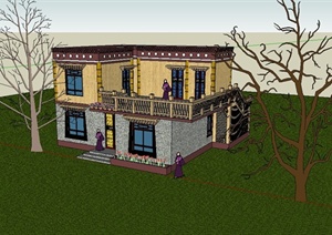 新疆住宅别墅建筑设计SU(草图大师)模型