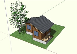 精简的别墅建筑设计SU(草图大师)模型
