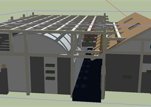 某单层组合住宅建筑设计SU(草图大师)模型