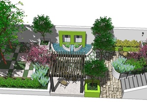 某住宅建筑周边庭院景观设计SU(草图大师)模型