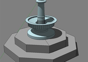 八边形喷泉台设计SU(草图大师)模型