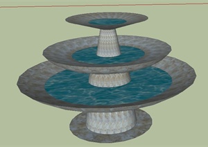圆形三层喷泉台设计SU(草图大师)模型