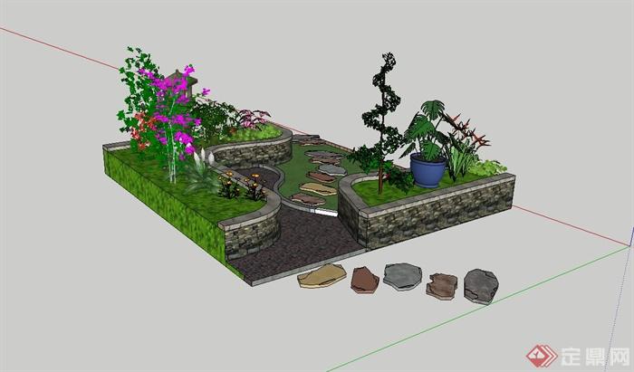 一个小型的庭院su模型设计(2)