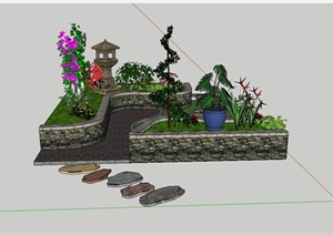 一个小型的庭院SU(草图大师)模型设计