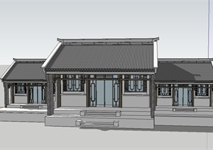 古典中式联排住宅建筑设计SU(草图大师)模型