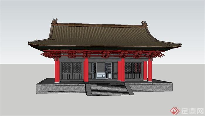 古典中式大殿文化建筑设计su精致模型(1)