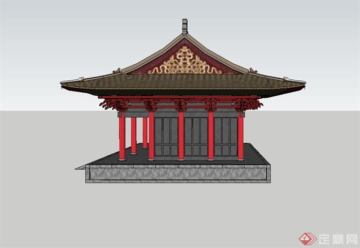 古典中式大殿文化建筑设计su精致模型(2)