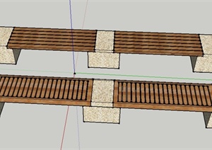 两根室外条形座椅设计SU(草图大师)模型