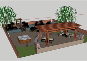 多个景观节点组合别墅花园设计SU(草图大师)模型