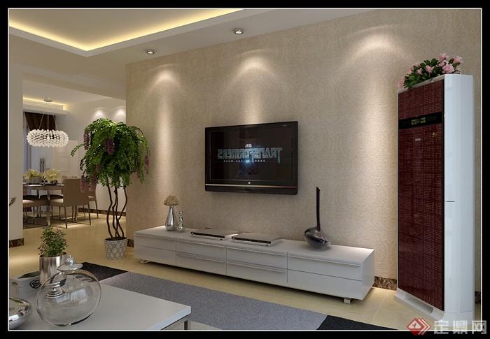 电视,电视柜,盆栽植物,地面铺装,客厅