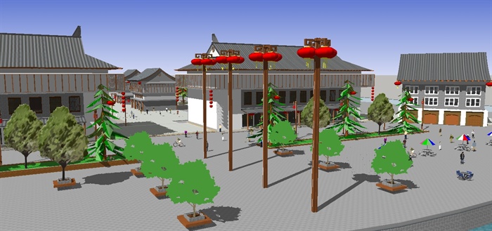 古典中式商业广场Su精致设计模型(4)