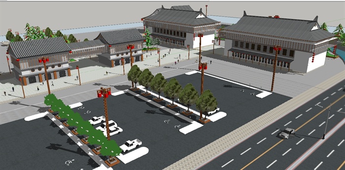 古典中式商业广场Su精致设计模型(6)