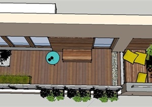 某住宅露天阳台花园景观设计SU(草图大师)模型