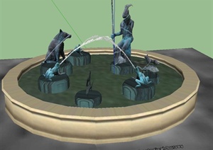 园林景观节点雕塑喷泉水池景观设计SU(草图大师)模型