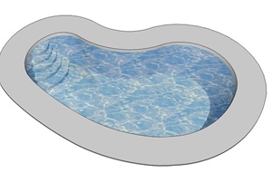 椭圆形游泳池设计SU(草图大师)模型