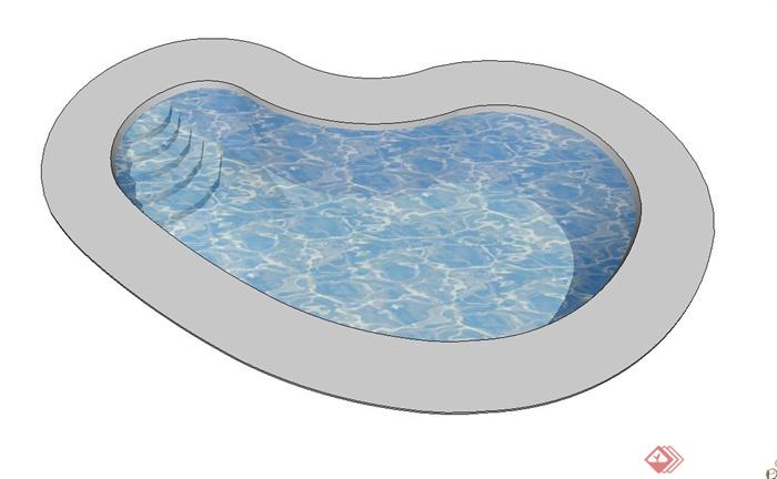 椭圆形游泳池设计SU模型(1)