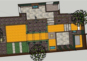 某多层住宅建筑屋顶花园景观设计SU(草图大师)模型