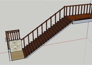 建筑节点木楼梯设计SU(草图大师)模型