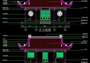 古典中式单层寺庙殿堂建筑设计cad施工图