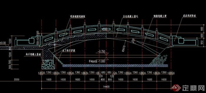 石拱桥建筑设计cad施工图(1)