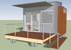 建筑设计野营集装箱独栋别墅设计SU（草图大师）模型