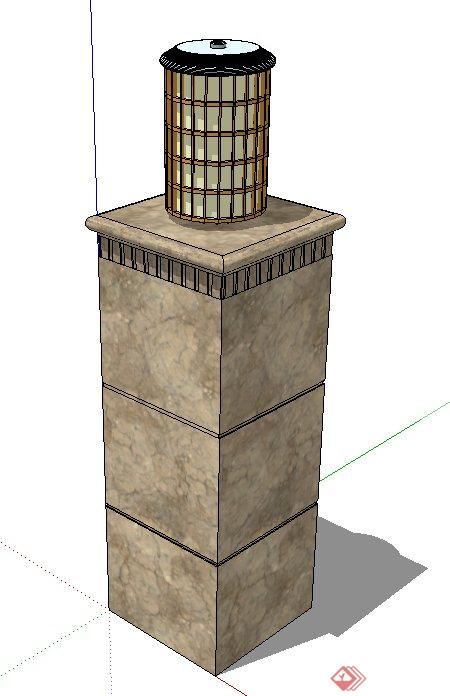 庭院景观节点灯柱灯箱设计SU模型(1)