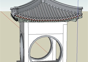 古典中式带宝顶的四角亭设计SU(草图大师)模型