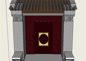 古典中式建筑节点门楼SU(草图大师)模型