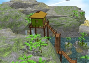 建筑设计乡间山水独栋别墅设计SU（草图大师）模型