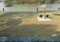 阳光草坪,遮阳伞坐凳组合