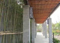 廊架,廊架柱,竹子围墙,地面铺装
