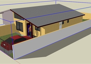 建筑设计国外某乡村独栋别墅设计SU（草图大师）模型