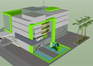 建筑设计国外现代概念独栋别墅设计SU（草图大师）模型
