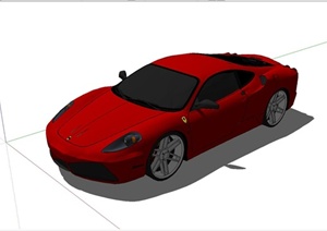 交通工具红色法拉利跑车设计SU(草图大师)模型