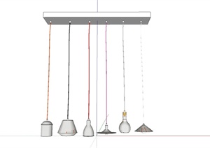 家装创意吊灯六种样式设计SU(草图大师)模型