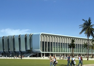 某现代体育馆建筑设计3d模型、ps效果图（含jpg效果图）