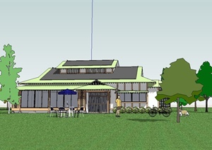 日式独栋别墅建筑设计SU(草图大师)模型
