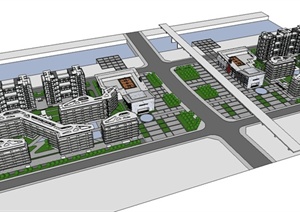 某现代办公、居住综合建筑设计SU(草图大师)模型