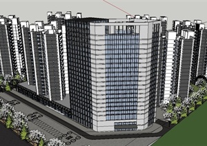 现代某高层住宅建筑规划设计SU(草图大师)模型