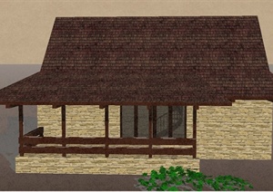 某两层坡屋顶山地住宅建筑设计SU(草图大师)模型
