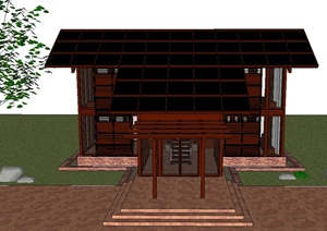 某木质两层住宅建筑设计SU(草图大师)模型