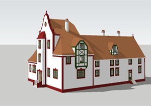 某欧式独栋建筑别墅住宅楼设计SU(草图大师)模型