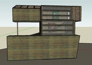 某三层集装箱式空中别墅建筑设计SU(草图大师)模型