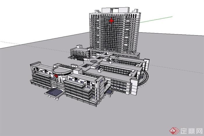 现代多层、高层医院建筑设计su模型(3)