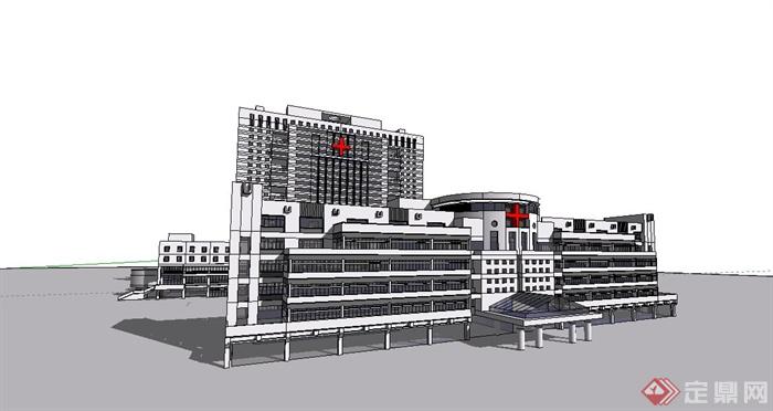 现代多层、高层医院建筑设计su模型(5)