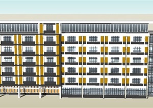 现代中式某七层医院建筑设计SU(草图大师)模型