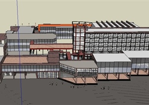 现代中式两层综合医院建筑设计SU(草图大师)模型